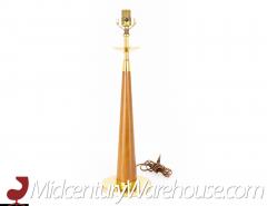Mid Century Teak and Brass Cone Shaped Table Lamp - 3695418