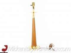 Mid Century Teak and Brass Cone Shaped Table Lamp - 3695421