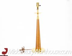 Mid Century Teak and Brass Cone Shaped Table Lamp - 3695424