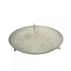 Mid Century Textured Glass Round Flush Mount Minimal Nickel Fitted Chandelier - 3998497
