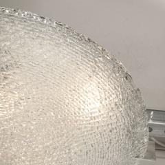 Mid Century Textured Glass Round Flush Mount Minimal Nickel Fitted Chandelier - 3998500
