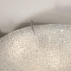 Mid Century Textured Glass Round Flush Mount Minimal Nickel Fitted Chandelier - 3998577