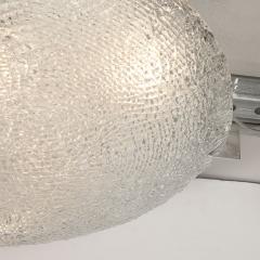 Mid Century Textured Glass Round Flush Mount Minimal Nickel Fitted Chandelier - 3998604