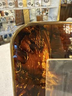 Mid Century Tortoiseshell Lucite and Brass Picture Frame 1970s - 4518811