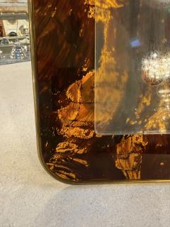 Mid Century Tortoiseshell Lucite and Brass Picture Frame 1970s - 4518812