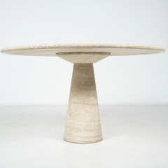 Mid Century Travertine Dining Table in style of Angelo Mangiarotti Italy 1970s - 4339993