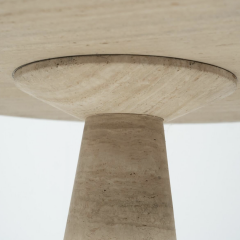 Mid Century Travertine Dining Table in style of Angelo Mangiarotti Italy 1970s - 4345080