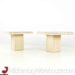 Mid Century Travertine Side Tables Pair - 3693126