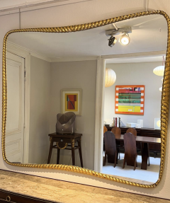Mid Century Twisted Gilded Wood Mirror attribued to Osvaldo Borsani 1950s - 4245029