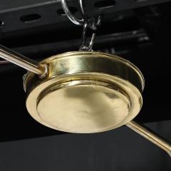 Mid Century Two Branch Pendant Chandelier in Molded Milk Glass w Brass Fittings - 4347441
