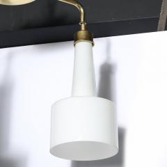 Mid Century Two Branch Pendant Chandelier in Molded Milk Glass w Brass Fittings - 4347449