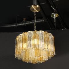 Mid Century Two Tier Hand Blown Murano Clear Smoked Amber Hue Glass Chandelier - 4266108