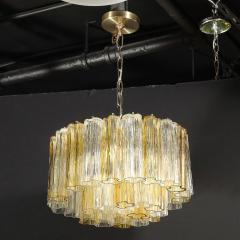 Mid Century Two Tier Hand Blown Murano Clear Smoked Amber Hue Glass Chandelier - 4266109