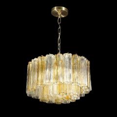 Mid Century Two Tier Hand Blown Murano Clear Smoked Amber Hue Glass Chandelier - 4266113