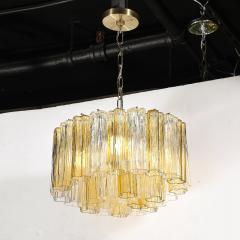 Mid Century Two Tier Hand Blown Murano Clear Smoked Amber Hue Glass Chandelier - 4266117