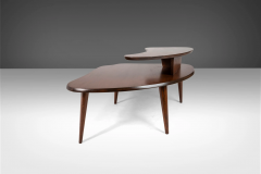 Mid Century Two Tiered Coffee Table in Oak Stained Walnut after Paul Laszlo - 2563582