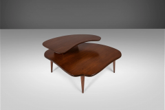 Mid Century Two Tiered Coffee Table in Oak Stained Walnut after Paul Laszlo - 2563596