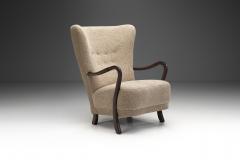 Mid Century Upholstered Armchair with Curved Armrests Europe ca 1950s - 2689076