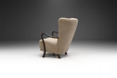 Mid Century Upholstered Armchair with Curved Armrests Europe ca 1950s - 2689086