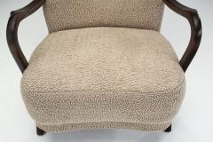 Mid Century Upholstered Armchair with Curved Armrests Europe ca 1950s - 2689090