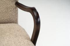 Mid Century Upholstered Armchair with Curved Armrests Europe ca 1950s - 2689091
