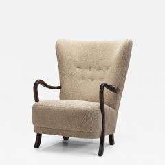 Mid Century Upholstered Armchair with Curved Armrests Europe ca 1950s - 2692717