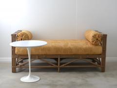 Mid Century Upholstered Rattan Bench - 2230556