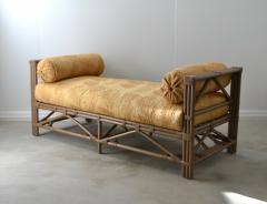 Mid Century Upholstered Rattan Bench - 2230574