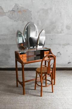 Mid Century Vanity In With Brass Details And Side Panel Mirrors - 3999286