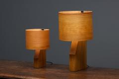 Mid Century Veneer Table Lamp 1960s - 4606548