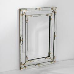 Mid Century Venetian Beveled Mirror w Gold Sunburst Etchings Mirror Appliques - 1733205
