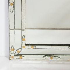 Mid Century Venetian Beveled Mirror w Gold Sunburst Etchings Mirror Appliques - 1733207