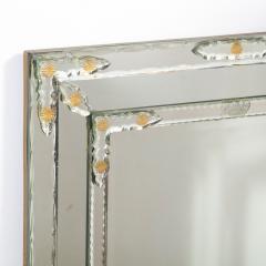 Mid Century Venetian Beveled Mirror w Gold Sunburst Etchings Mirror Appliques - 1733214