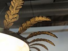 Mid Century Vintage Sunburst Glass Brass Pendant - 4616962