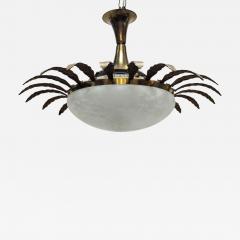 Mid Century Vintage Sunburst Glass Brass Pendant - 4618682