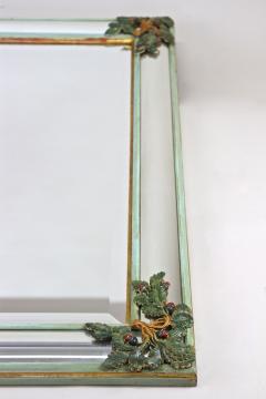 Mid Century Wall Mirror With Oak Leaves Acorn Carvings Italy circa 1960 - 3325075