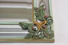 Mid Century Wall Mirror With Oak Leaves Acorn Carvings Italy circa 1960 - 3325077