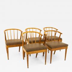 Mid Century Walnut Barrel Dining Chairs with Spindles Set of 5 - 1876961