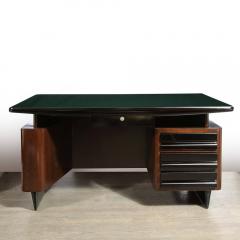 Mid Century Walnut Black Lacquer Desk with a Green Vitrolite Top - 2704902
