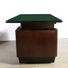 Mid Century Walnut Black Lacquer Desk with a Green Vitrolite Top - 2704934