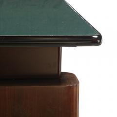Mid Century Walnut Black Lacquer Desk with a Green Vitrolite Top - 2704938