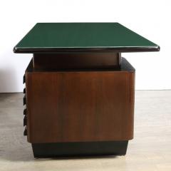 Mid Century Walnut Black Lacquer Desk with a Green Vitrolite Top - 2704940