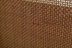 Mid Century Walnut Caned Back and Burgundy Velour Upholstered Entry Bench - 2793281