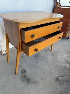Mid Century Walnut Kidney Shaped Top 2 Drawer Commode - 4360120