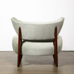 Mid Century Walnut Pale Aquamarine Velvet Slipper Chair by Billy Haines - 3898626