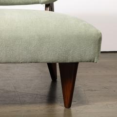Mid Century Walnut Pale Aquamarine Velvet Slipper Chair by Billy Haines - 3898644