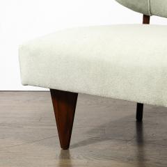 Mid Century Walnut Pale Aquamarine Velvet Slipper Chair by Billy Haines - 3898648