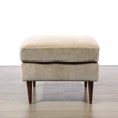 Mid Century Walnut Smoked Taupe Mohair Curved Arm Lounge Chair Ottoman - 4550568
