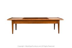 Mid Century Walnut Travertine Coffee Table - 3049574