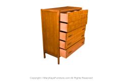 Mid Century Walnut Weave Pattern Tall Dresser - 3273552